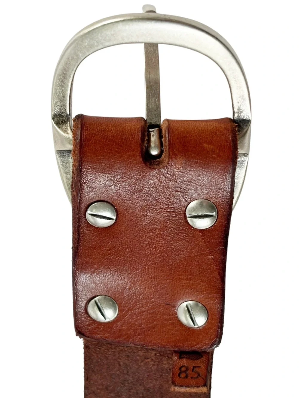 Campomaggi Iperico Cognac-coloured leather belt w/ metallic studs floral motif
